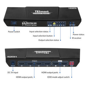 TESmart 2 Eingang 4 Ausgang HDMI Switch Splitter 2 X4 HDMI Matrix Unterstützung 4K 30HZ Unterstützung EDID CEC Video Switcher