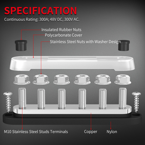 300A nhiệm vụ nặng nề thanh xe buýt 6x <span class=keywords><strong>3</strong></span>/8 bài (M10) khối thiết bị đầu cuối 300A khối phân phối điện với bìa - Product Image 5