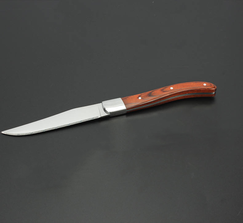 1 manche en bois pakka, dentelé