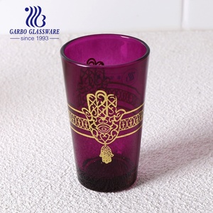 Moroccan Style New Design Glass Teacup Set Full Color Spraying Glass <strong>Cup</strong> With Gold Decal Printing <strong>5oz</strong> 140ml 12PCS Teacup Set - Product Image 2