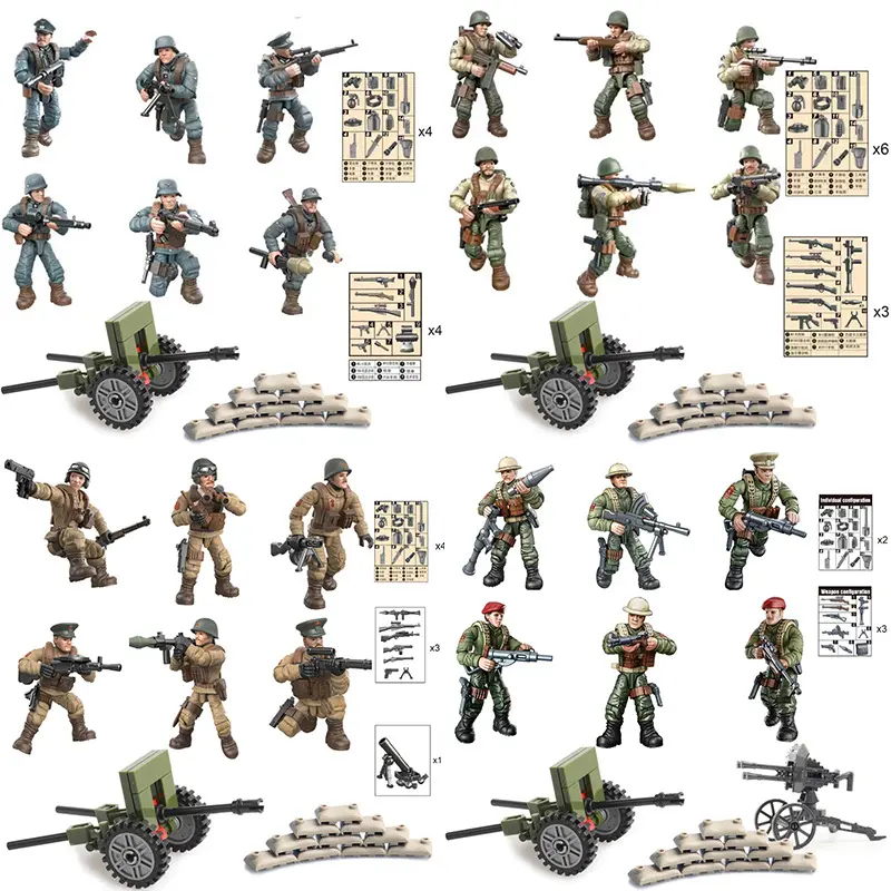 نموذج فريق سوات لرجال الجيش الأمريكي عبر الحدود في الحرب العالمية الثانية نموذج فريق سوات مع أسلحة ومعدات ألعاب ليجوينغ