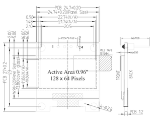 0,96" OLED-Modul I2C IIC Serie 128 × 64 OLED-Display-Modul SSD1315 Treiber