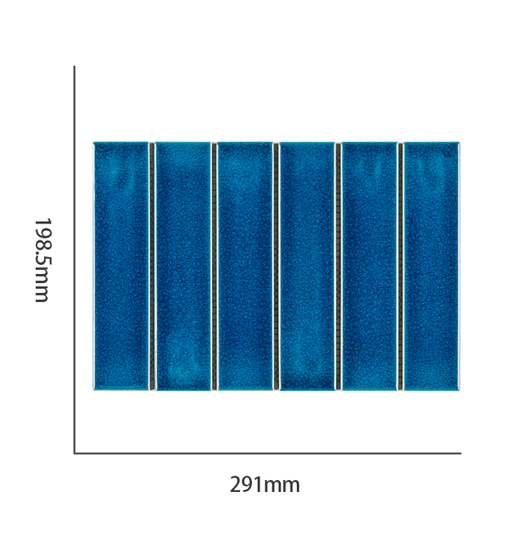 blue ceramic strip shape mosaic tiles 291*198.5 mm room wall panel decorate mosaic
