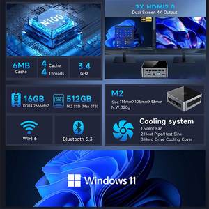 工場直販小型デスクトップコンピューターIntelCore N100 5gwifi Win11 Mini Pc for Home Office Business - Product Image 3