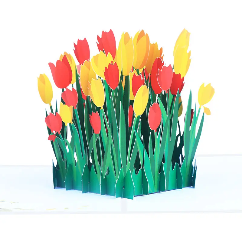 XINDUO compleanno 3D 3D biglietto di auguri per coppie little ins Wind Flower Violet tulipano Bouquet grazie ai desideri