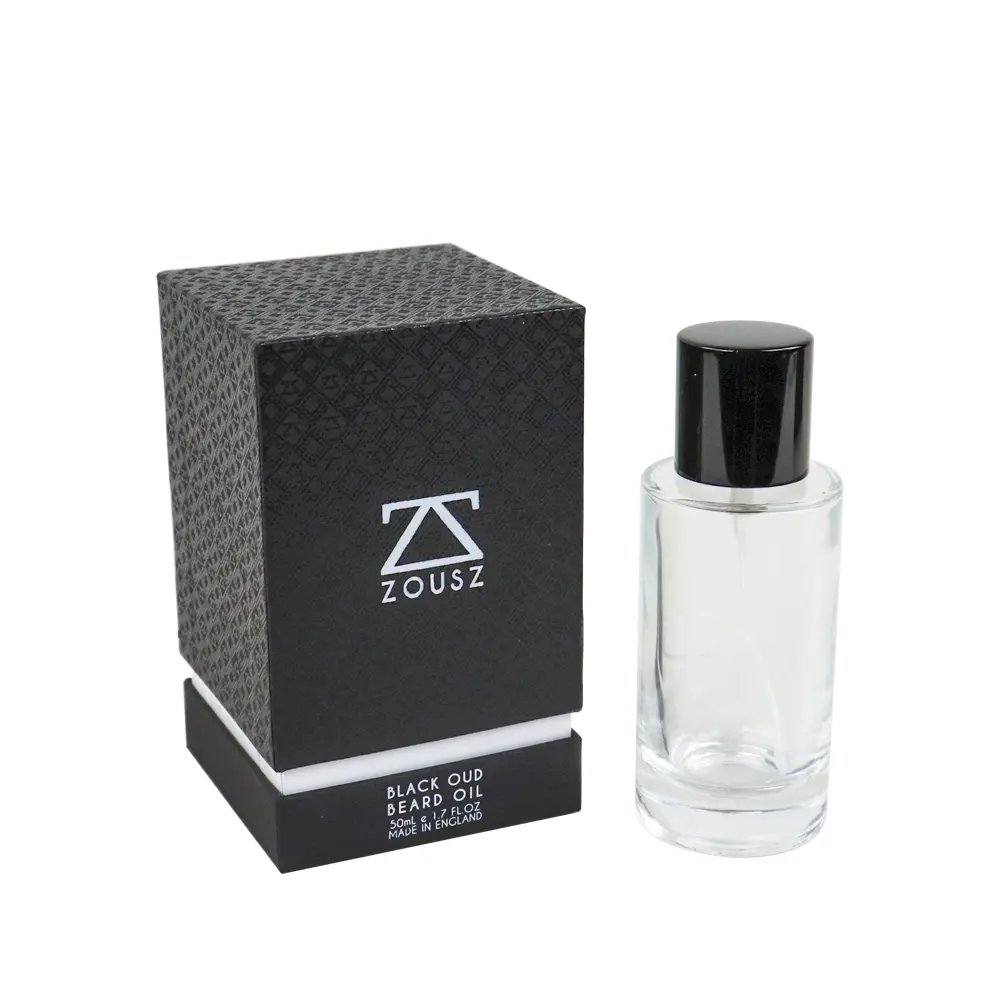 Caja de embalaje de papel blanco y negro con impresión personalizada de diseño de lujo, botella pequeña de Perfume, vela, botella de fragancia