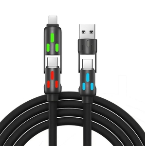 1m 1.5m fabrika 4-in-1 RGB LED ışık hızlı PD iyi fiyat aydınlık araba oyun çinko alaşım güç kalın USB hızlı şarj kablosu - Product Image 5