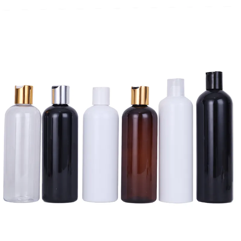 Bottiglie di plastica vuote da 100ml con tappo a pressione in oro argento formato viaggio per bottiglia di Shampoo cosmetico per la cura della pelle strumenti per la cura personale