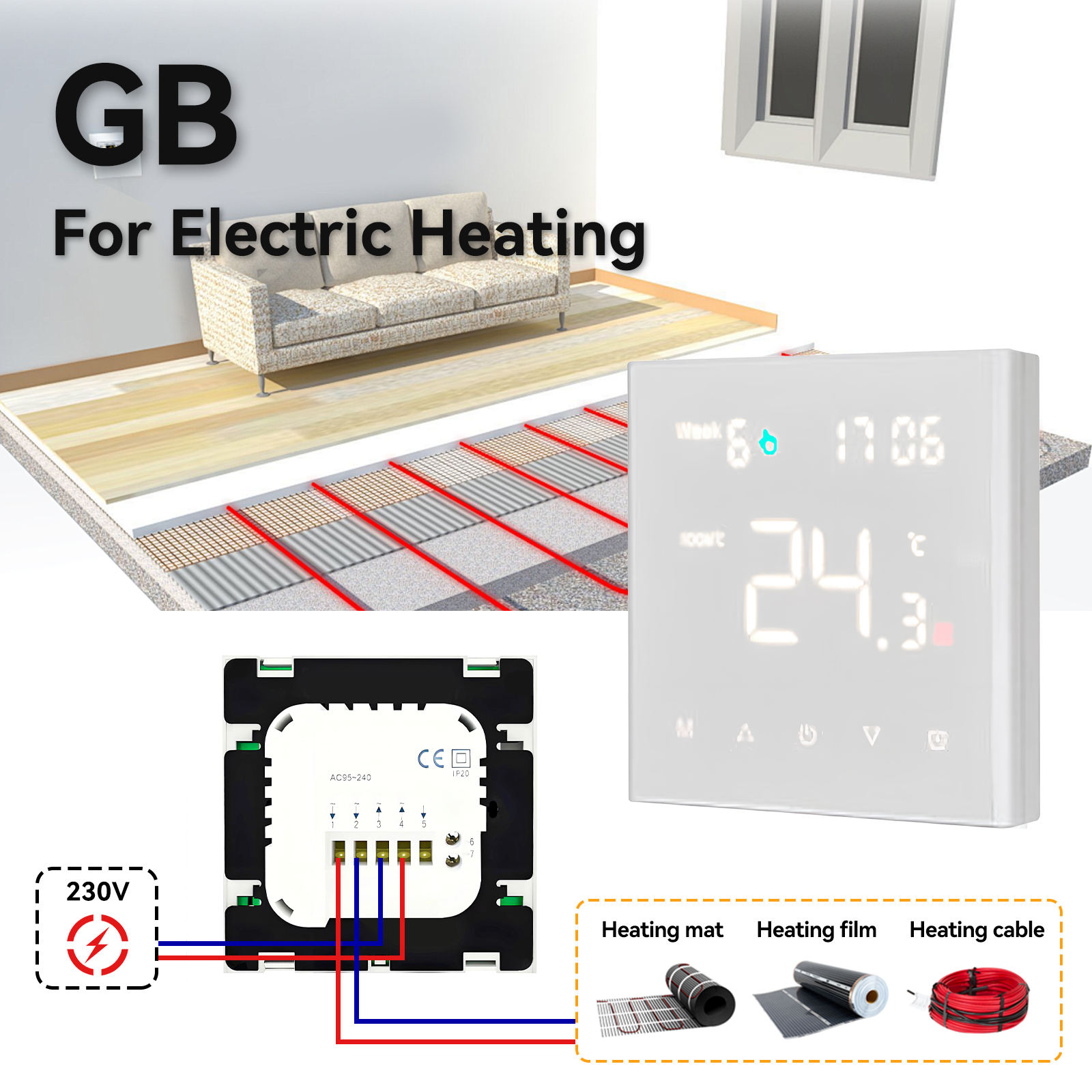 16A WIFI électrique Blanc