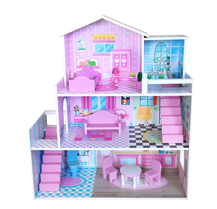 WEIFU Nouvelle En Bois Véritable enfants cadeau d'anniversaire pas cher meubles jouet miniature maison de poupée pour Petites Filles de 5 Ans