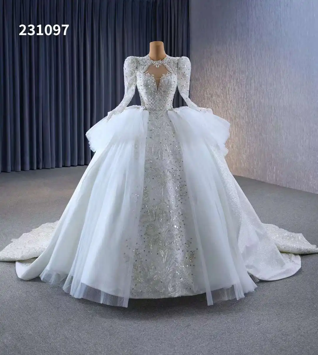 Feishiluo gaun pengantin gaun pengantin manik berlian imitasi mewah gaun pengantin gaya istana gaun pengantin gading gaun pengantin kereta panjang