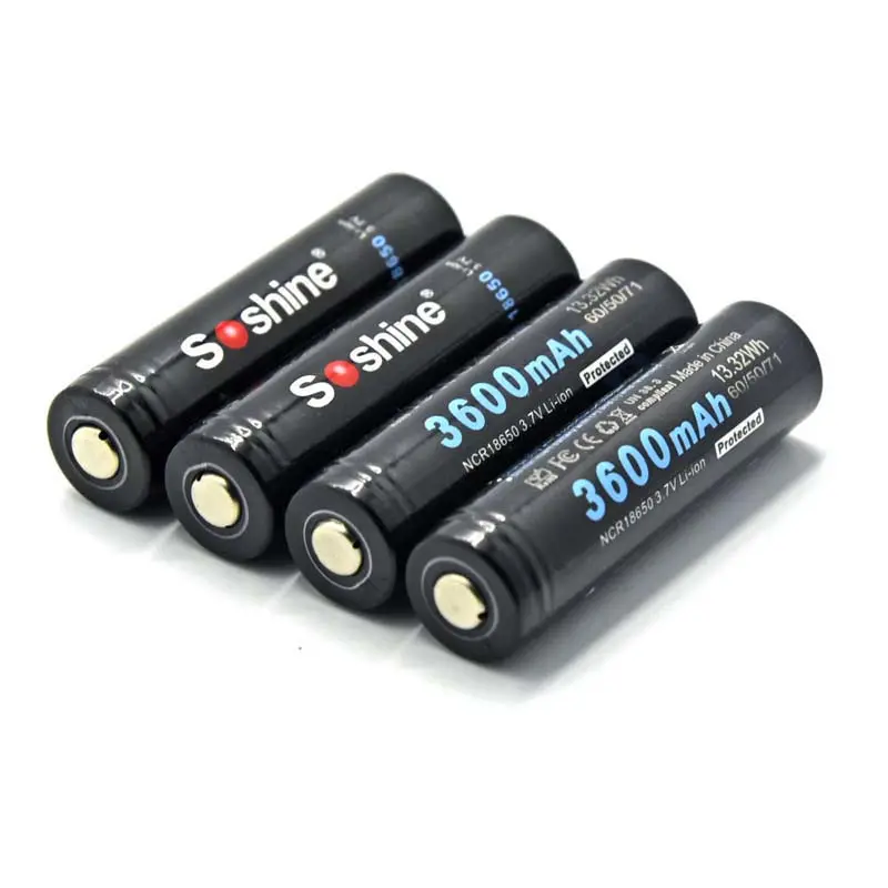 Soshine 18650P 18650 3.7V 3600mAh batterie Rechargeable Lithium ion avec Protection