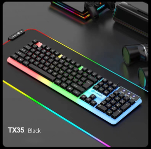 Combo de ratón con teclado mecánico para juegos con retroiluminación LED RGB de 104 teclas, conexión por cable USB de 2,4G para aplicaciones de ordenador de escritorio/portátil