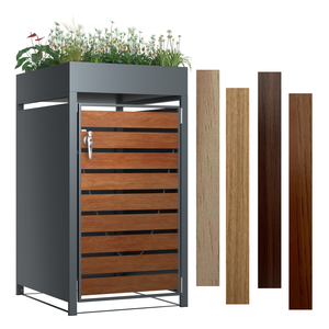 Cubo de basura de fácil montaje, caja de cubos de basura grandes bloqueables, contenedores industriales de Metal con ruedas, gabinete, cubierta de cubo de basura para exteriores - Product Image 6
