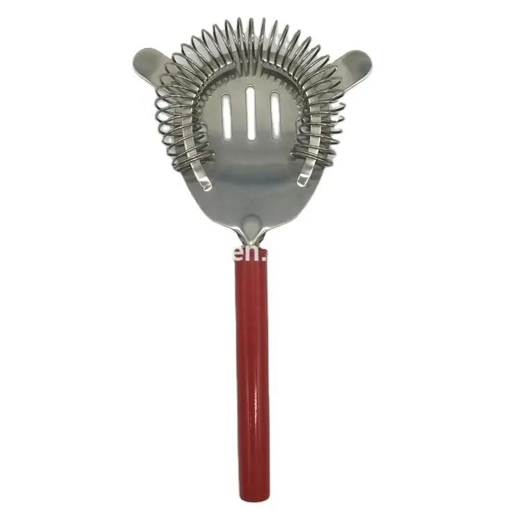 Bar Tool Mixologist 2-Prong Stainless Steel Cocktail Hawthorn Martini Strainer With Customized Color Plastic Handle+Private Logo