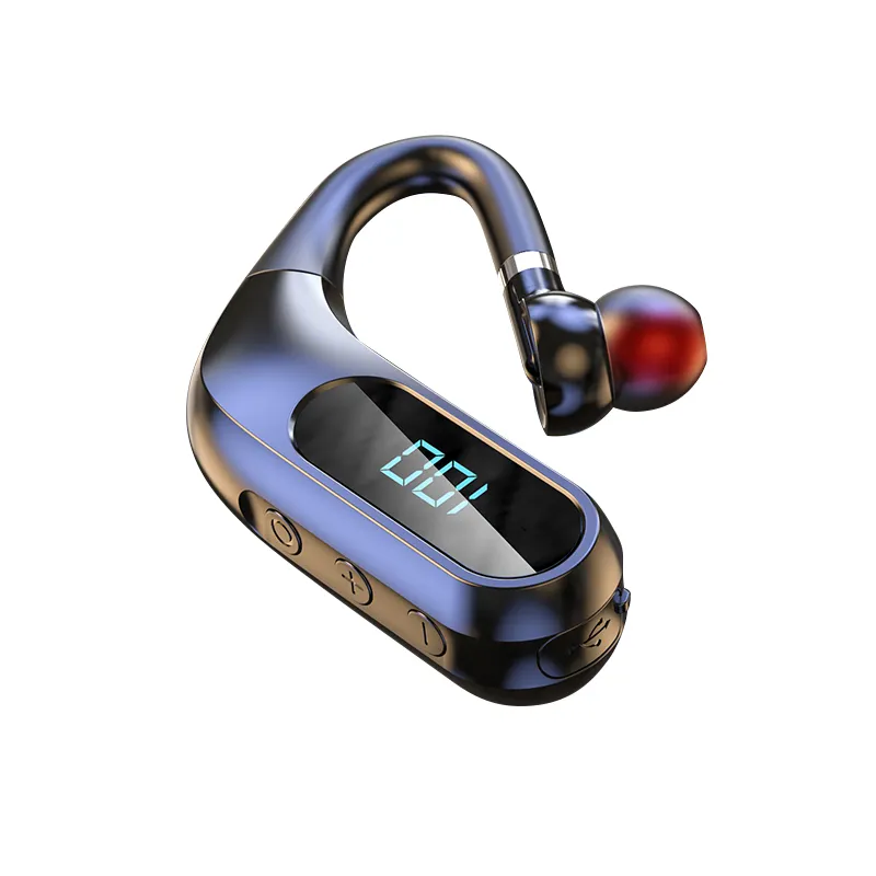 เซินเจิ้นหูฟัง KJ10 BT 5.0ธุรกิจชุดหูฟังไร้สายหูเดียวตะขอหูฟังจอแสดงผล LED หูฟังแฮนด์ฟรี Ong สแตนด์บาย