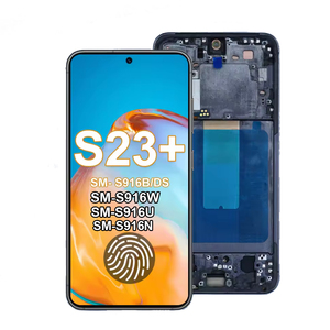 S23 + จอ Super AMOLED สำหรับ Samsung Galaxy S23 PLUS, แผงหน้าจอสัมผัสประกอบ Digitizer S916W S916U S916B พร้อมกรอบ