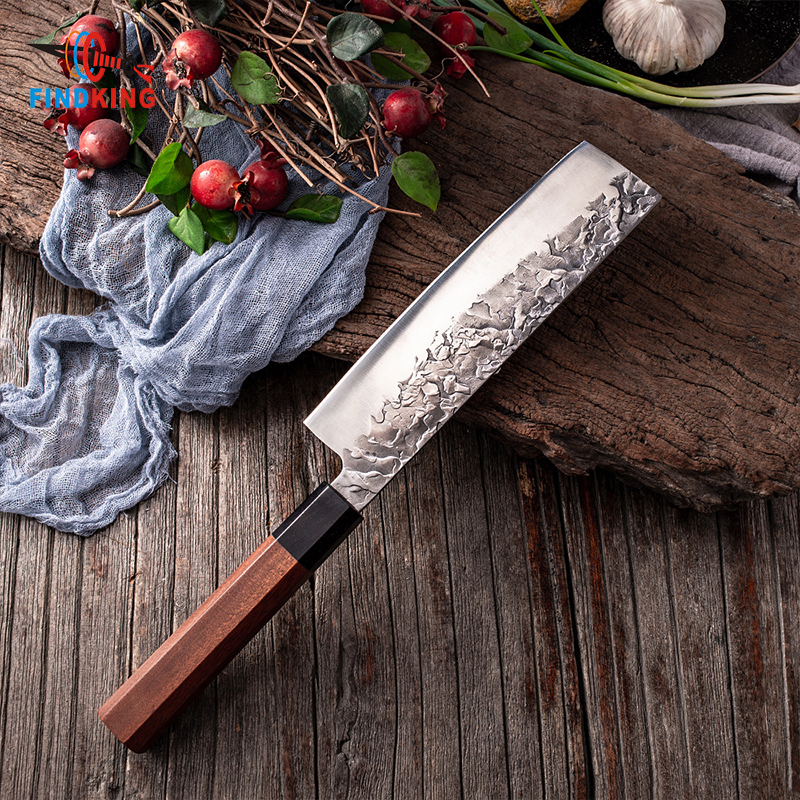 Handmade Forged Stainless Carbon Steel Cooking Chef Knife 8 Inch Nakiri Knife 2 pcs Japanese Octagonal Handle Kitchen Knife