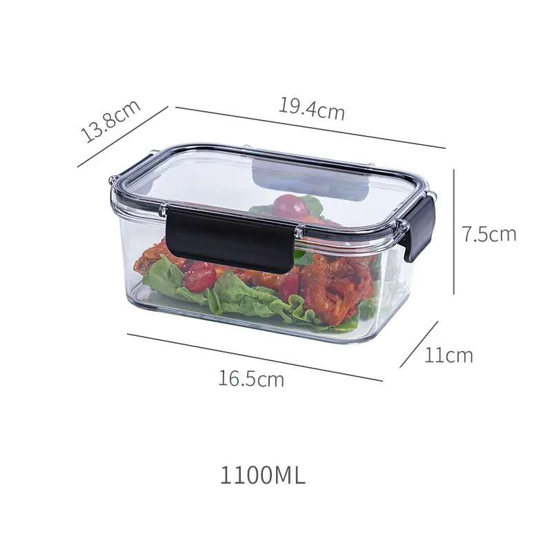 Caja de almacenamiento de alimentos para nevera, organizador de despensa de cocina, contenedor de Crisper, 1100 ML