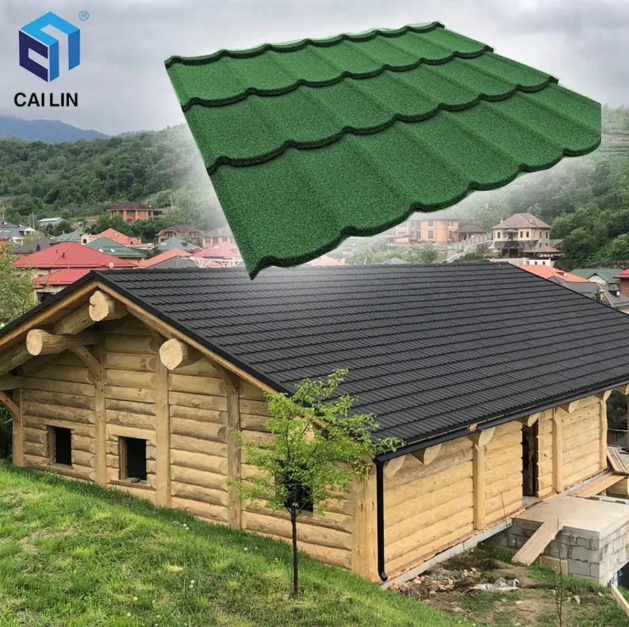Building Material Alu-zinc 0.35mm color stone coated terracotta metal roof tile shingles, building exterior materials