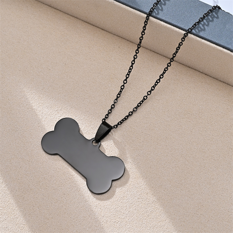 Pendentif chaîne 04X50, os de chien 2.0X3.9, noir