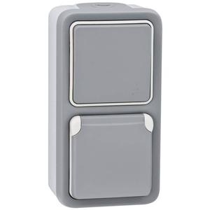 Aufputz-/FR-Bereich, grau, PLEXO, Zweiwege-Schalter/Buchse, vertikal () - Product Image 1