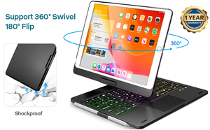 Funda con teclado Touchpad para iPad 10,2 10,5 pulgadas 360 pantalla giratoria con portalápices - Product Image 2