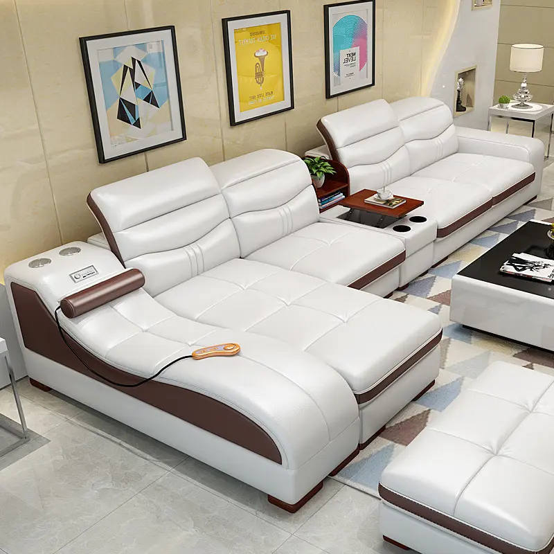 Divani reclinabili in pelle dal Design moderno set di divani multifunzione di lusso soggiorno divano modulare massaggio divano sedia letto