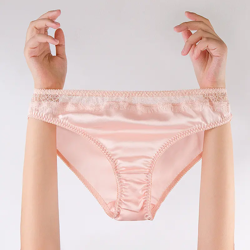 Custom Oem Ladies 100% Pure Silk Underwear Real Silk Panties Low Waist Smooth Breathable Seamless Briefs