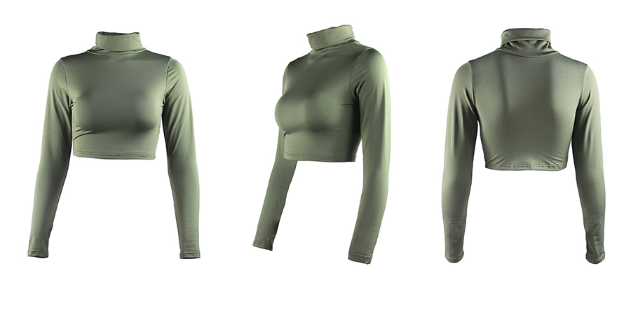 Custom Long Sleeve High Neck Solid Color Women Sexy Tight Fashion Woman Blouses Compression Women Autumn