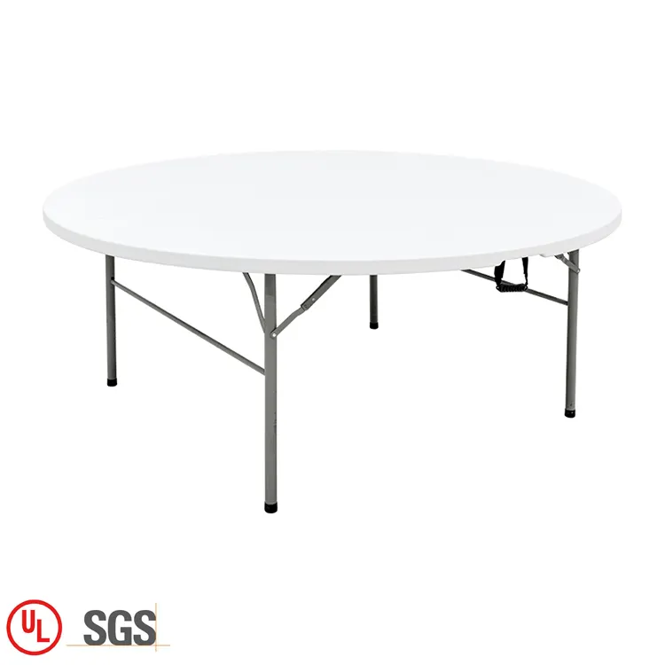 Ziyafet için Modern tasarım ucuz yemek odası mobilyası 6ft plastik yuvarlak katlanabilir masa