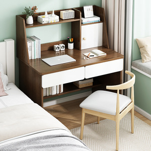 Escritorio de PC de mesa de estudio de ordenador individual de madera con estantería - Product Image 5