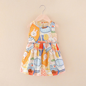 子供服ドレスカジュアルノースリーブ花柄ドレス