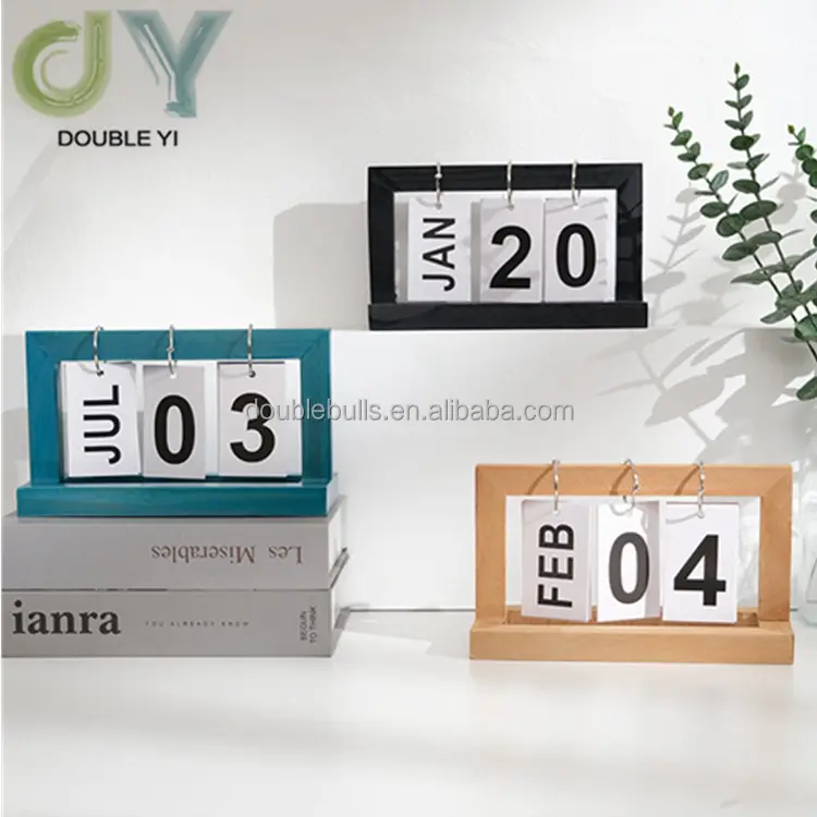 Calendario creativo de madera para decoración de escritorio, accesorio Simple para el hogar, pequeño