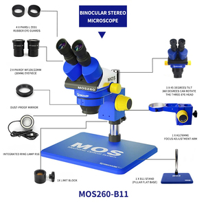 Microscopio Digital mecánico MOS260 MCN, microscopio Binocular electrónico estéreo, cámara USB 6X-45X WF10X25, lente objetivo, soldadura PCB - Product Image 2