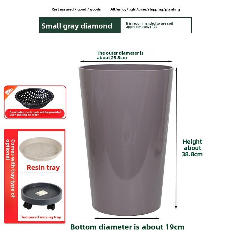 Diamante de tamaño pequeño, boca redonda, color gris.