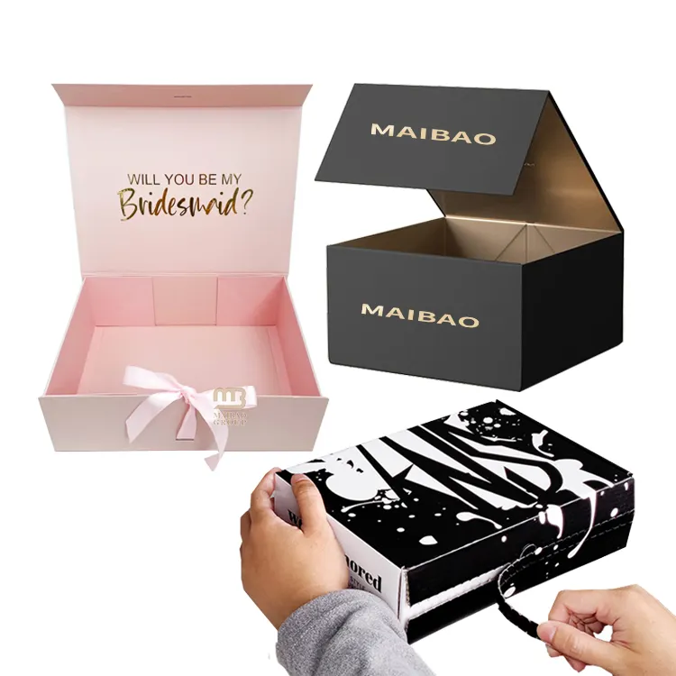 Paquete de caja personalizada, caja de regalo con cierre magnético de lujo, embalaje de ropa personalizada, caja de envío de papel de cartón plegable para ropa