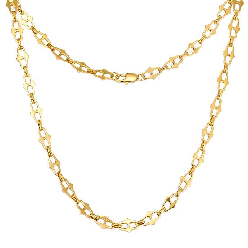 Collar de cadena especial de alas dobles del fabricante chino de joyas de acero inoxidable Color dorado y plateado personalizado para marcas