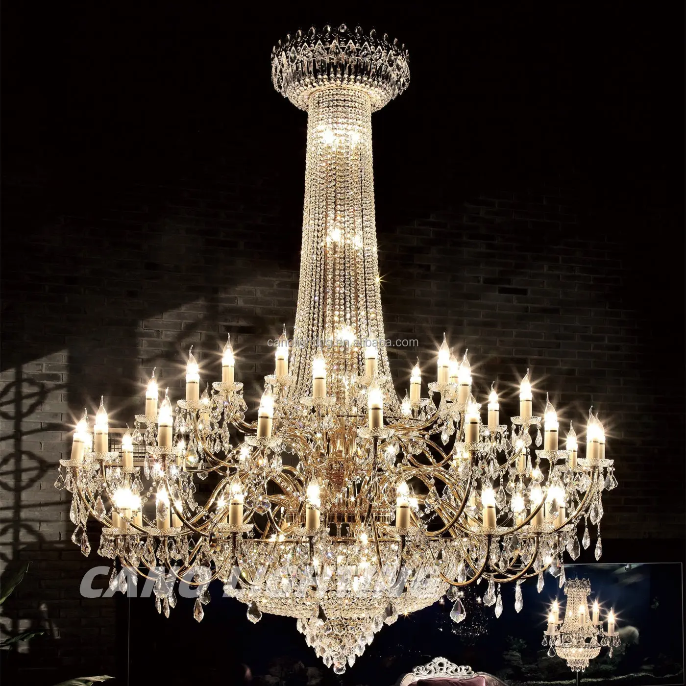 Lampadario di cristallo di nozze dell'impero francese lampada a sospensione di candele di cristallo di lusso per la decorazione d'interni dell'hotel di casa