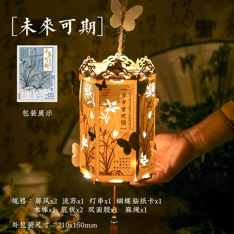 L'avenir est prometteur Lanternes manuscrites du Nouvel An avec encre et pinceau