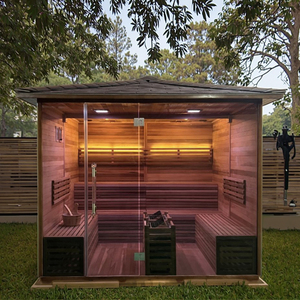 Traditionele Buitenshuis Droge Stoomsauna Voor 4-8 Personen Dubbellaags Massief Houten Kruk Hemlock Work Spa Traditioneel Saunahuis - Product Image 1