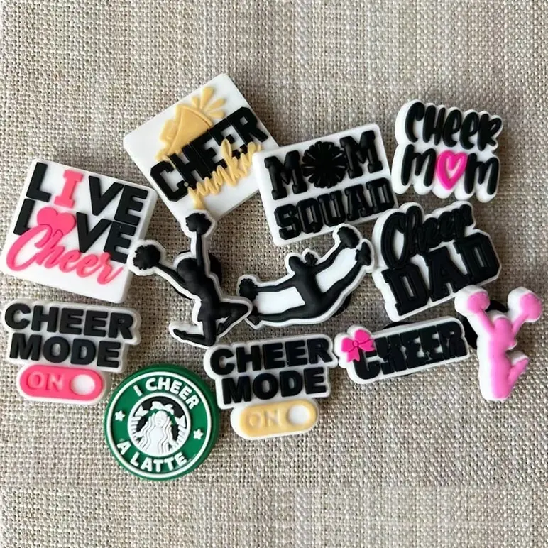 New Cheerleading Shoe Charms Cheer Up Shoe Decorations Cheerleader Pvc Charms For Shoes Accessories