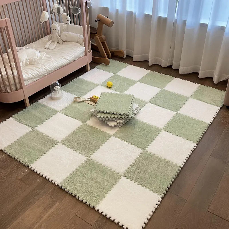 Custom High Quality 30x30cm Soft Plush Kids Playing Mat Soft Puzzle Mats Baby Carpet Play Mat