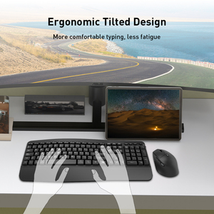Nuevo teclado y ratón con diseño de inclinación ergonómico inalámbrico Bluetooth de 2,4G Combo 4 DPI ratón con rueda bidireccional ajustable para oficina - Product Image 5