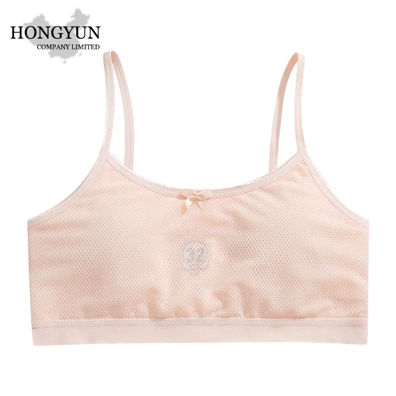 Hot selling new products simple kids girl's cute young children wholesale organic cotton bras underwear comfortable and soft bow