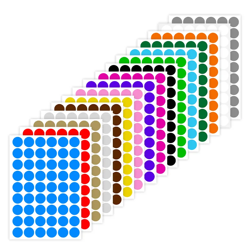 Etiqueta de ponto colorido a5, marcador de cor, selo redondo, etiqueta autoadesiva