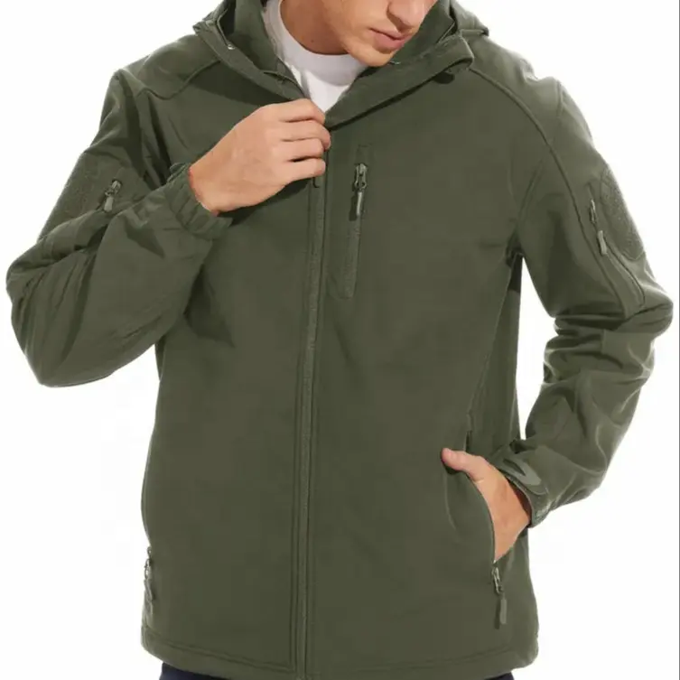 Men's Hoodies Softshell Tactical Jacket Casual, Custom Waterproof Windbreaker Zipper Men Coats, Fleece Hiking Jacket