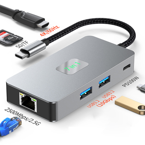 RJ45 Usb tip c Hub yerleştirme ve Usb Hub tipi c Ethernet Qgbps 7-in-1 adaptörü dizüstü anahtarı için Internet - Product Image 1