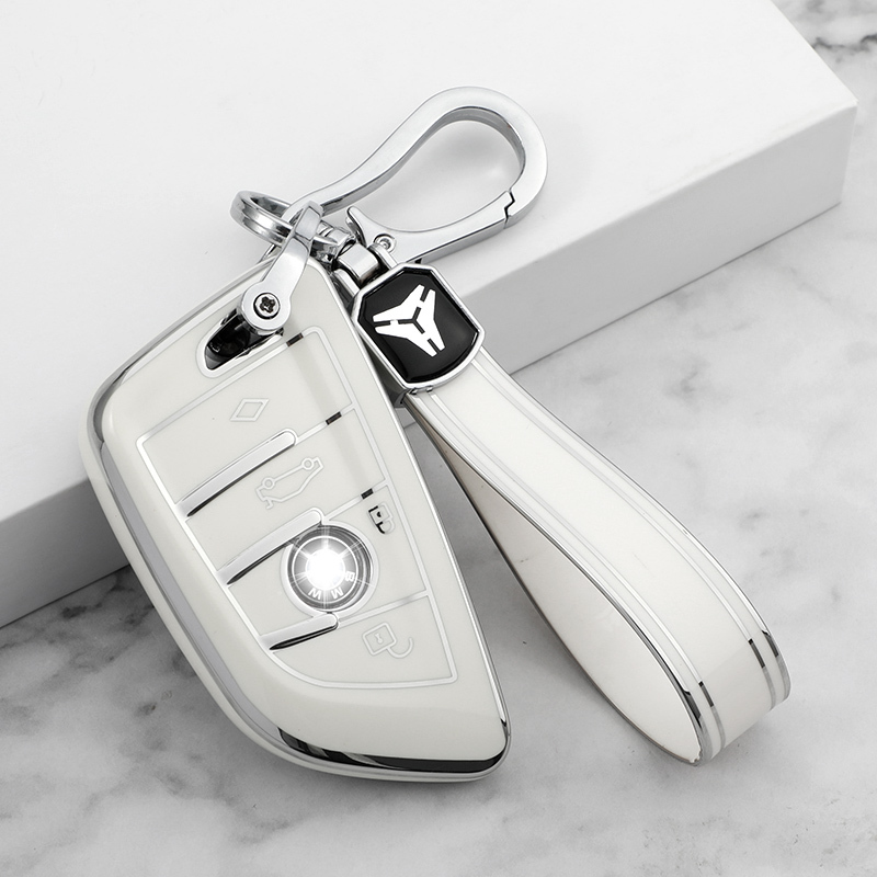 Cache bouton 4 + Porte-clés TPU - Blanc