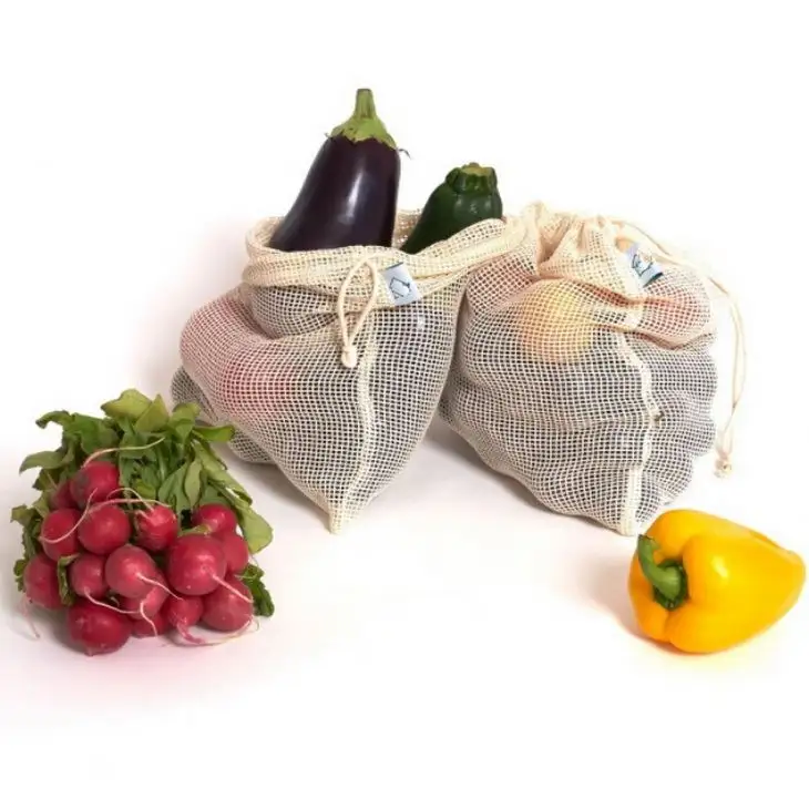 Order Custom Eco Friendly Recycled Large Grocery Cotton Fruit Mesh Bag For Potato biological washable fridge used Biodegradable